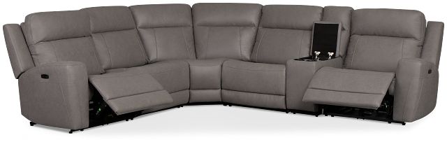 Colton Light Gray Micro Medium Dual Power 2-arm Reclining Sectional