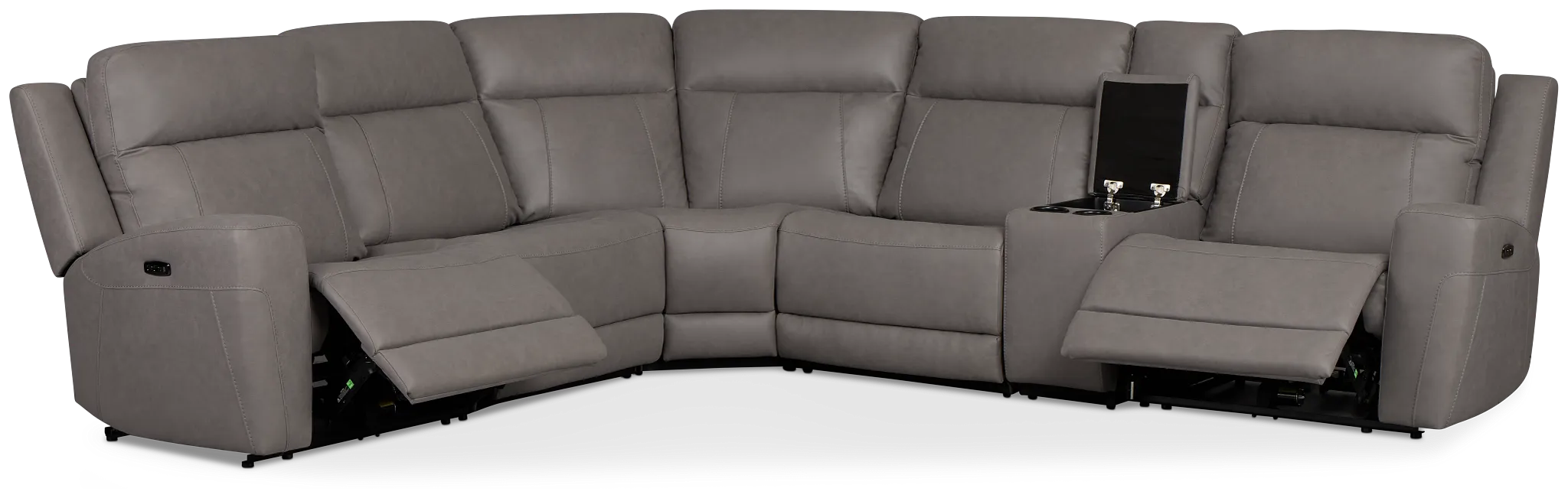 Colton Light Gray Micro Medium Dual Power 2-arm Reclining Sectional