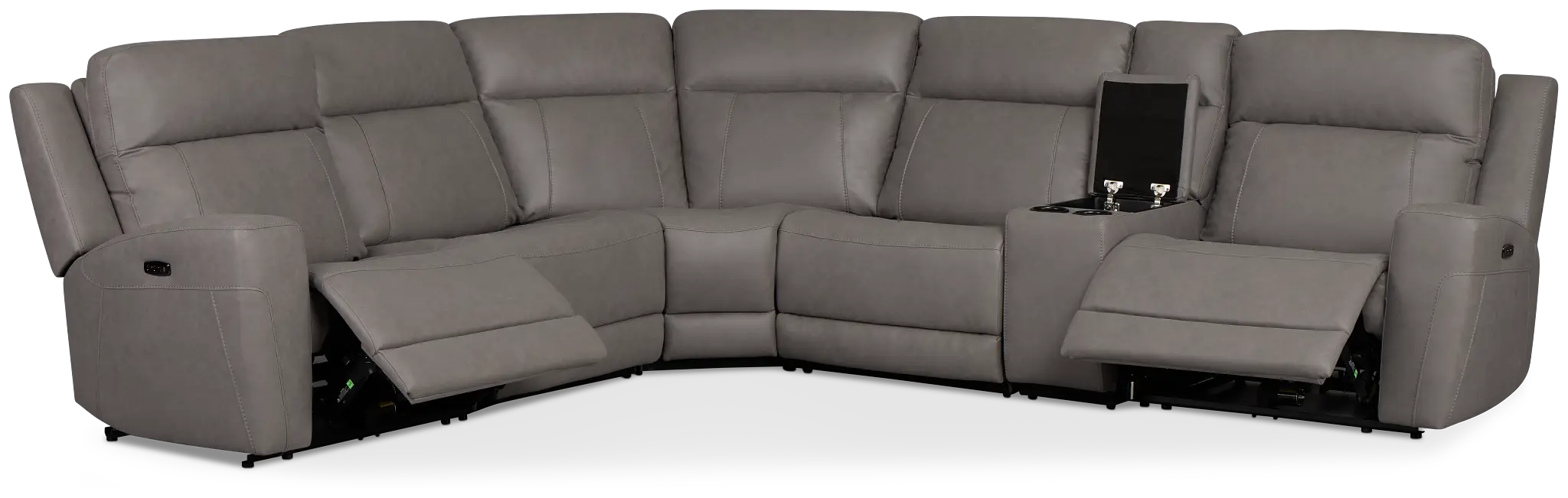 Colton Light Gray Micro Medium Dual Power 2-arm Reclining Sectional Colton Light Gray Micro Medium Dual Power 2-arm Reclining Sectional