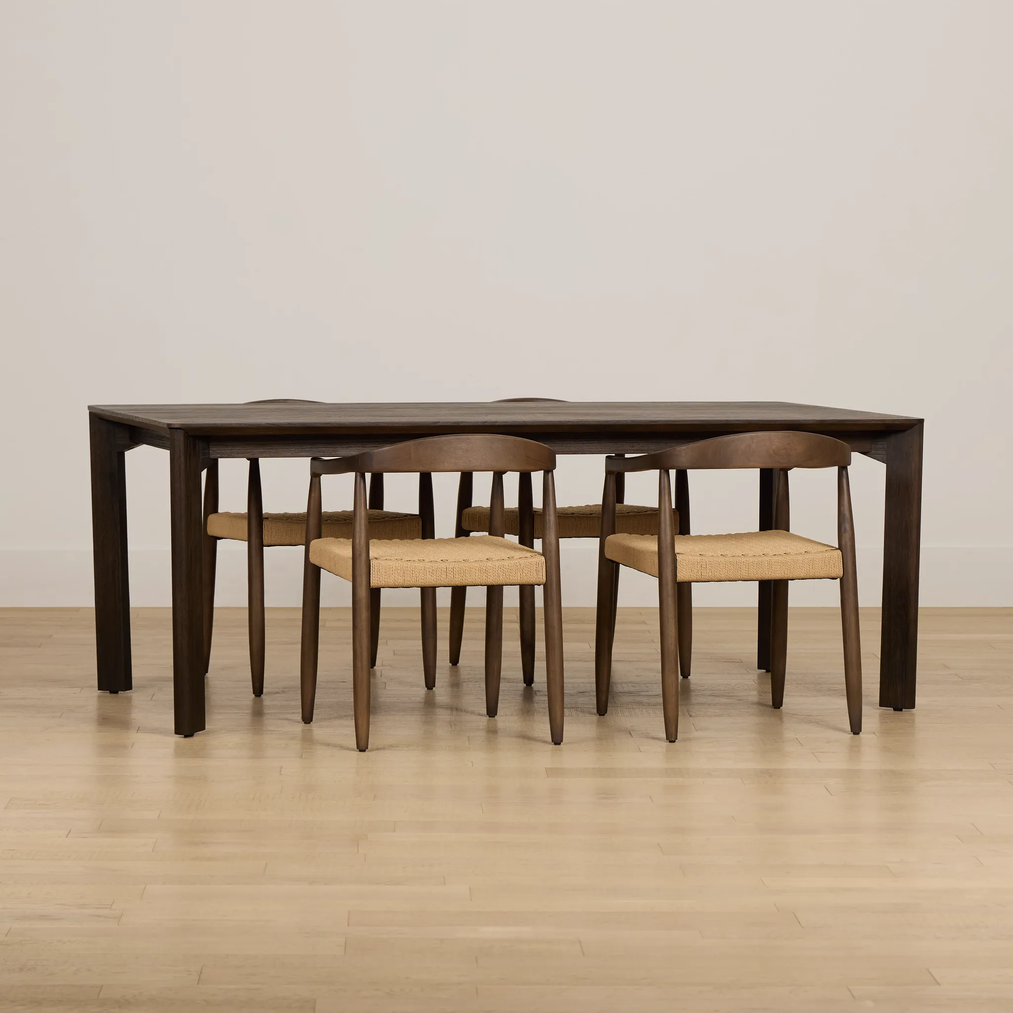 Santorini Dark Tone Rect Table & 4 Curved Chairs