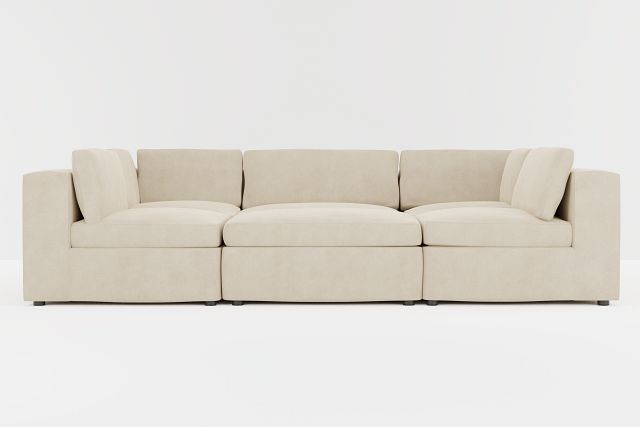 Destin Peyton Beige Fabric 6-piece Pit Sectional