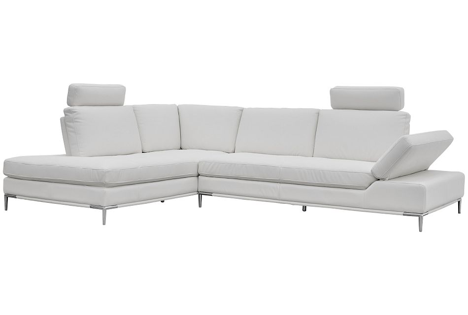 Camden White Micro Left Chaise Sectional With Removable Headrest