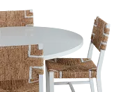 Nantucket Two-tone White Round Table & 4 Woven Chairs