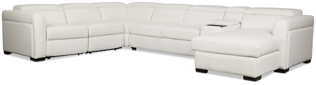 Melody White Storage Medium Right Dual Power Chaise Sleeper Sectional