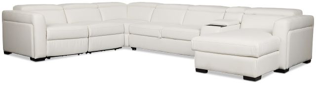 Melody White Storage Medium Right Dual Power Chaise Sleeper Sectional