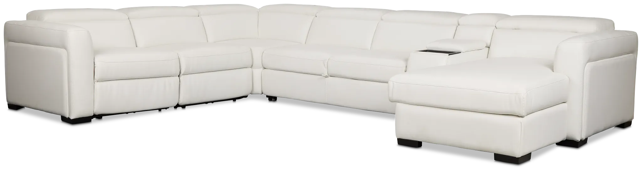 Melody White Storage Medium Right Dual Power Chaise Sleeper Sectional