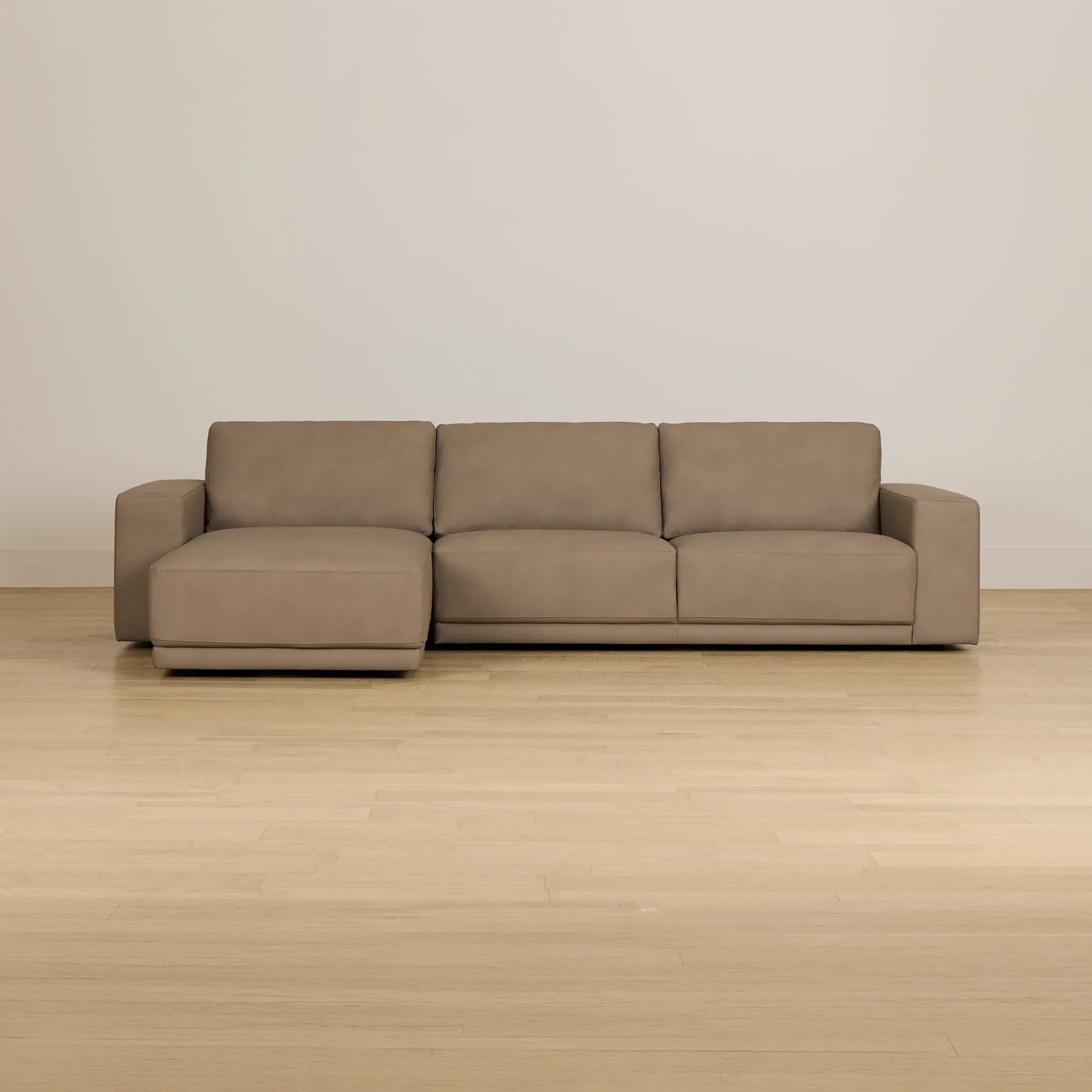 Kellan Taupe Leather Left Chaise Sectional