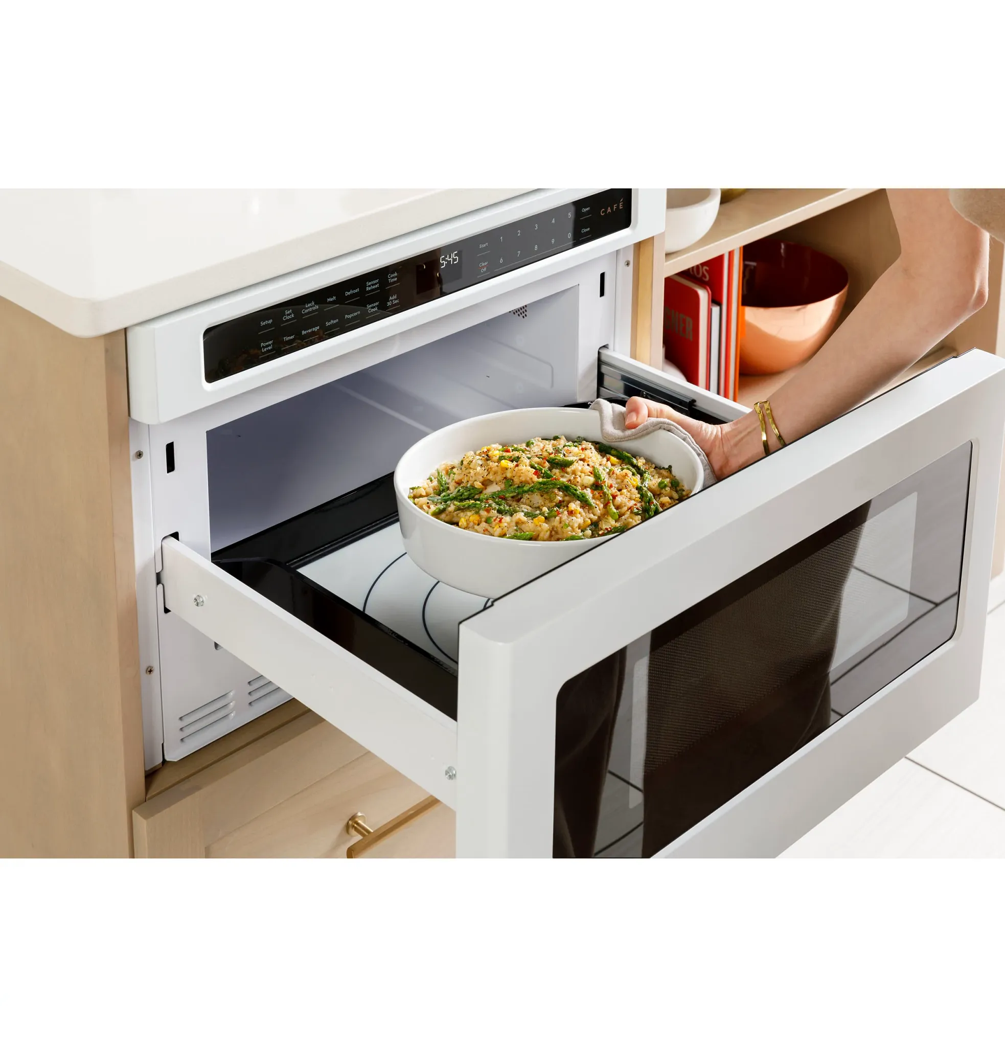 Cafe 112 Series White Built-in Microwave