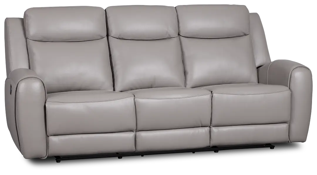 Walker Light Gray Lthr/vinyl Reclining Sofa Walker Light Gray Lthr/vinyl Reclining Sofa