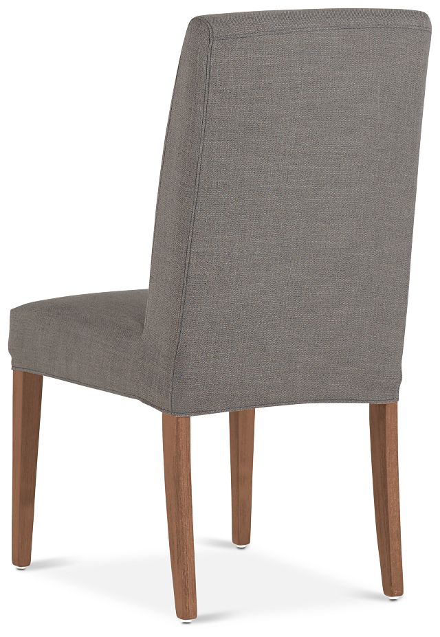 Harbor Dark Gray Short Slipcover Chair With Light Tone Leg