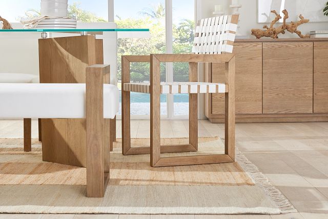 Haven White Woven Leather Arm Chair
