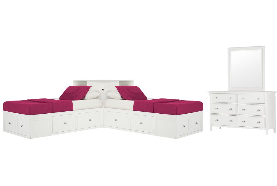 Spencer White Corner Platform Storage Bedroom Baby Kids Bedroom Sets City Furniture