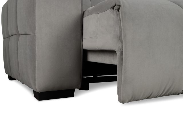 Gemma Light Gray Velvet Small Left Chaise Power Reclining Sectional