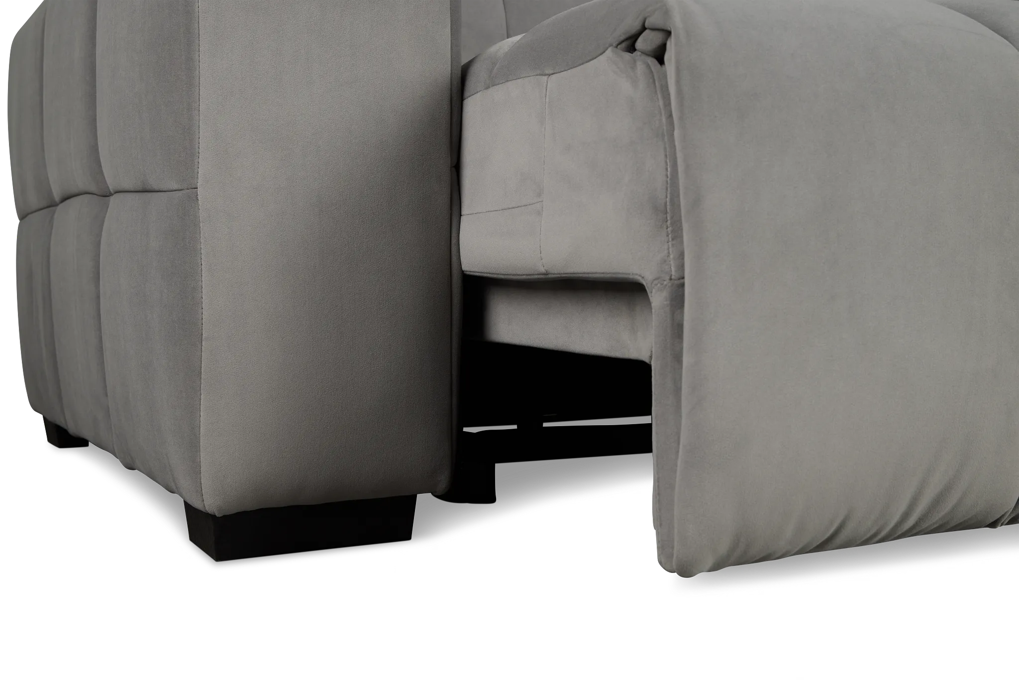 Gemma Light Gray Velvet Small Left Chaise Power Reclining Sectional