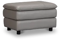 Rowan Gray Leather Ottoman