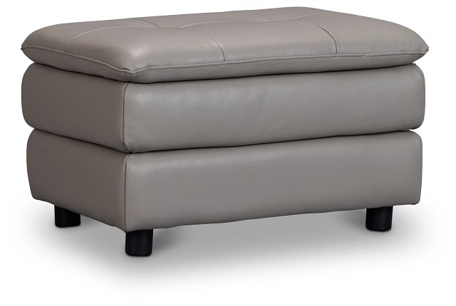 Rowan Gray Leather Ottoman