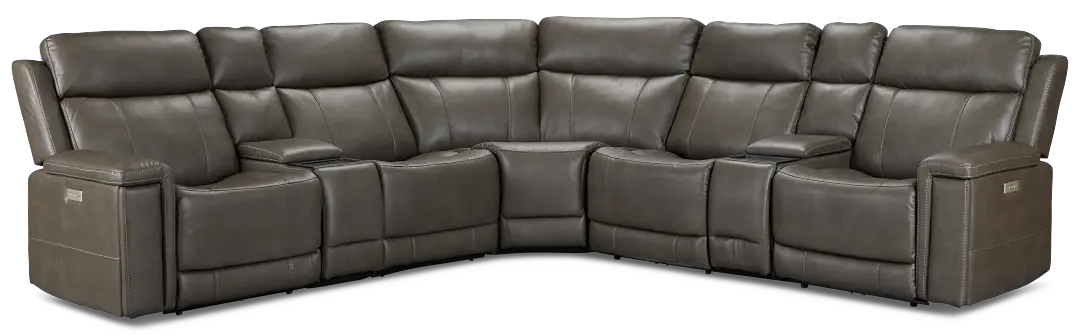 Jayden Gray Micro Large Triple Power Reclining Two-arm Sectional Jayden Gray Micro Large Triple Power Reclining Two-arm Sectional