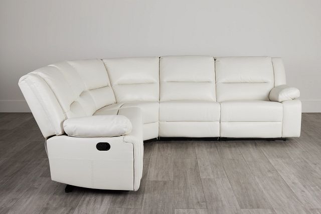 Peyton Light Beige Lthr/vinyl Small Two-arm Manually Reclining Sectional