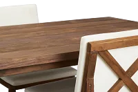 Linear Dark Gray White 102" Teak Table & 4 Teak Cushioned Side Chairs