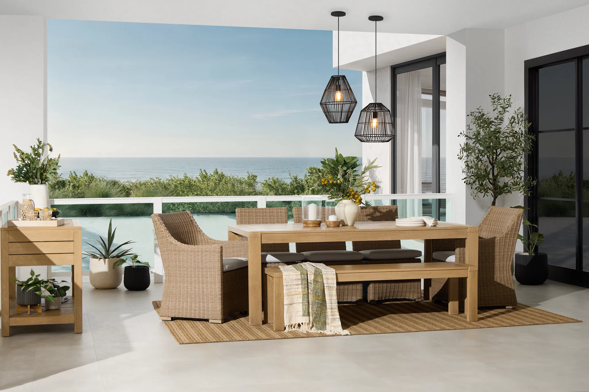 Montecito Light Tone Cushioned Arm Chair