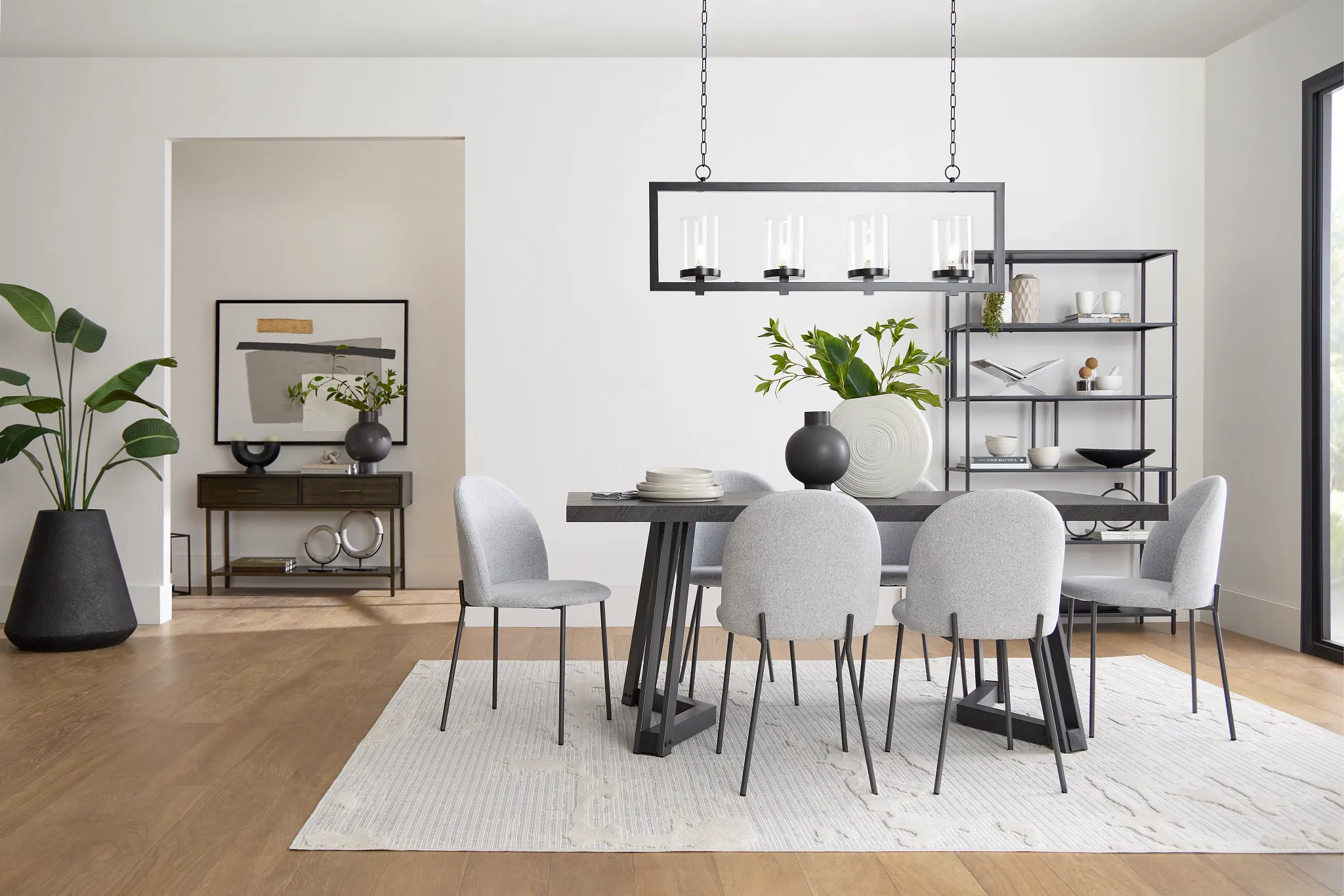 Brentwood Dark Tone Rect Table & 4 Upholstered Chairs