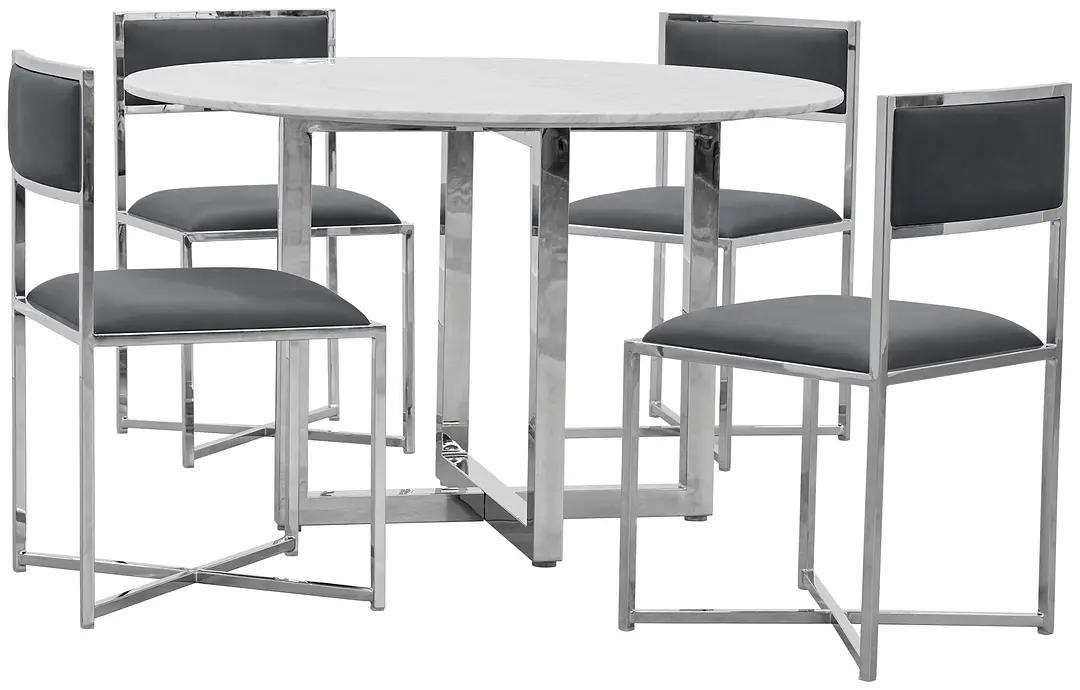 Amalfi Gray Marble Round Table & 4 Metal Chairs Amalfi Gray Marble Round Table & 4 Metal Chairs