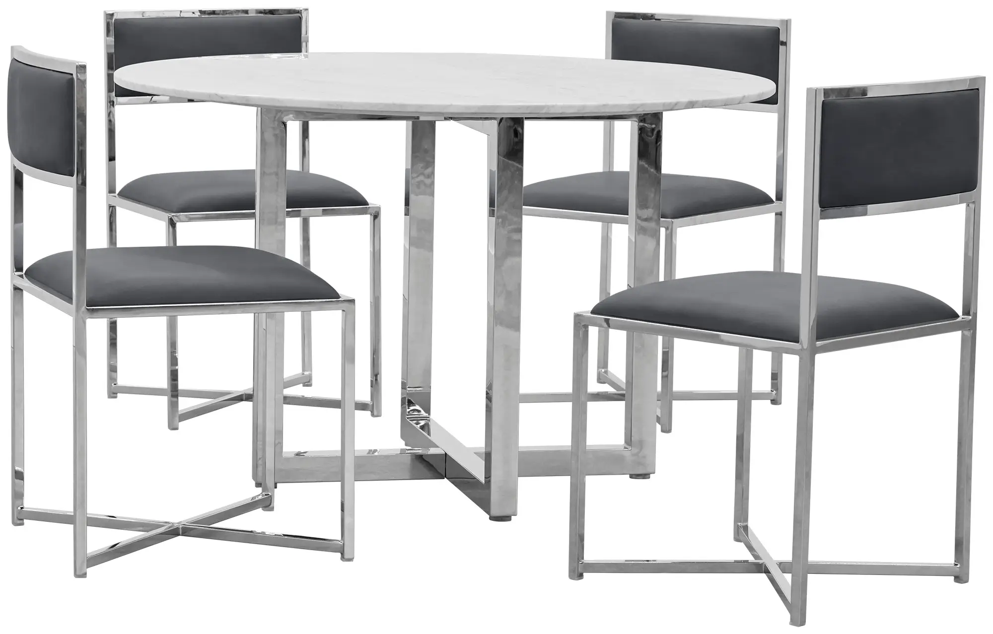 Amalfi Gray Marble Round Table & 4 Metal Chairs Amalfi Gray Marble Round Table & 4 Metal Chairs
