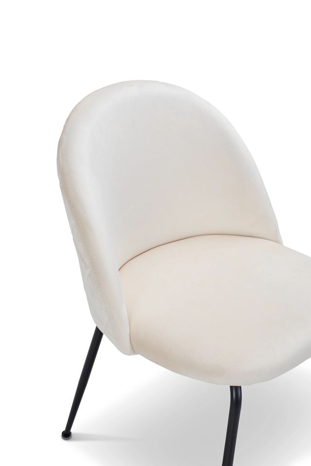 Capri Ivory Upholstered Side Chair W/ Black Legs