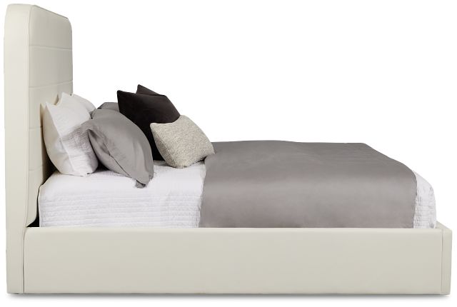 Doral White Curved Upholstered Platform Bed