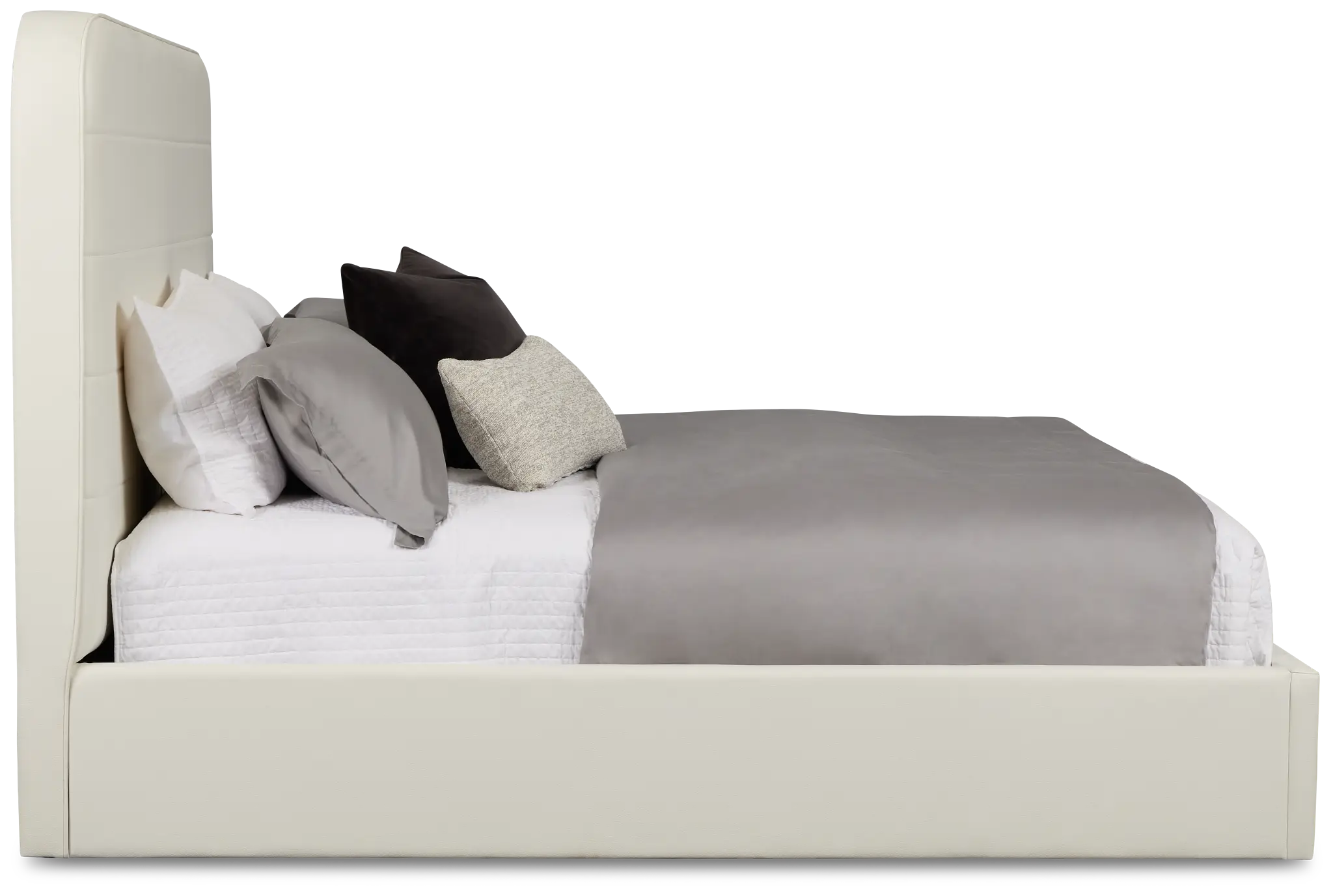 Doral White Curved Upholstered Platform Bed Doral White Curved Upholstered Platform Bed