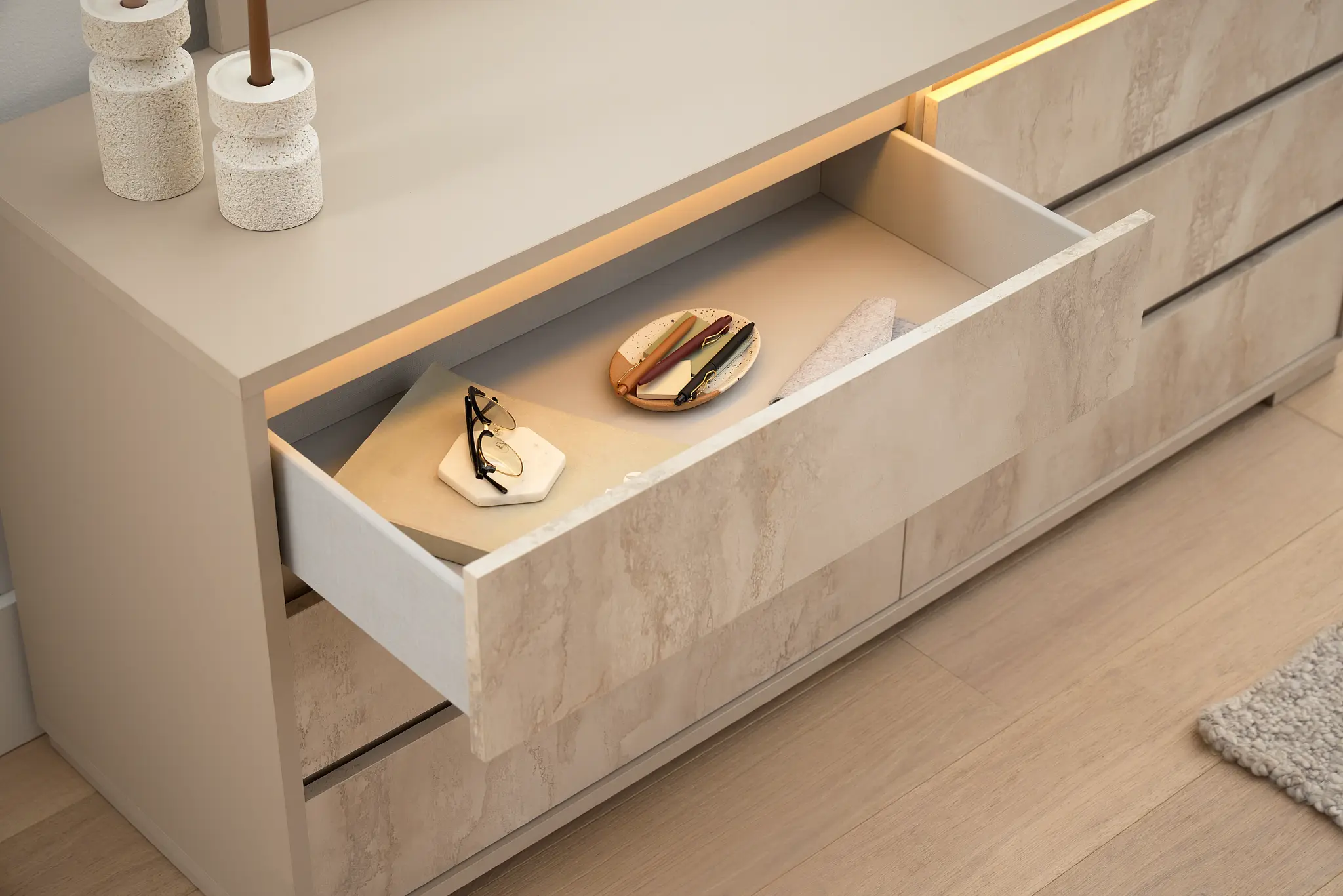 Valencia Light Tone Dresser & Mirror Valencia Light Tone Dresser & Mirror