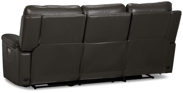 Fallon Dark Gray Lthr/vinyl Power Reclining Sofa W/ Massage
