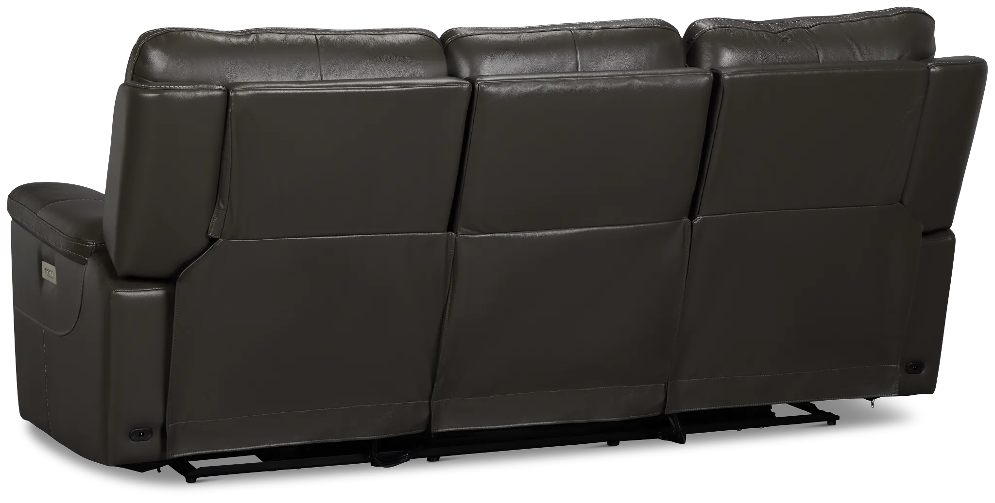 Fallon Dark Gray Lthr/vinyl Power Reclining Sofa W/ Massage