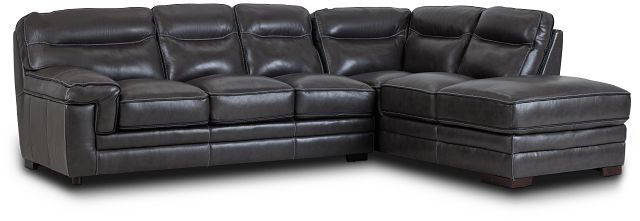 Alexander Gray Leather Right Bumper Sectional