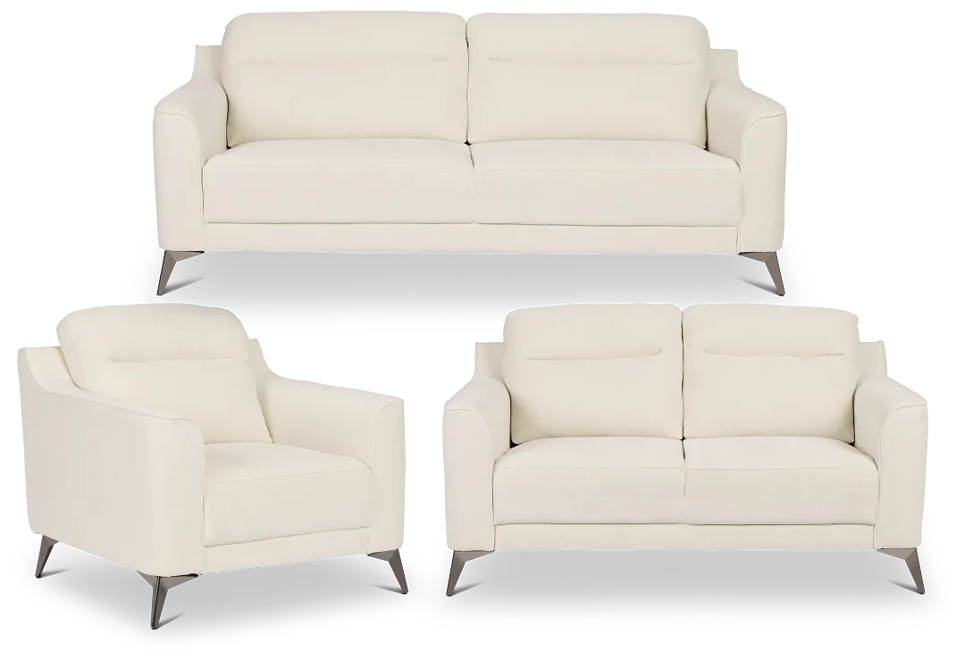 Talia Light Beige Fabric Living Room