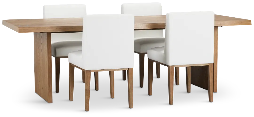Haven Light Tone Wood Rectangular Table & 4 Upholstered Chairs Haven Light Tone Wood Rectangular Table & 4 Upholstered Chairs