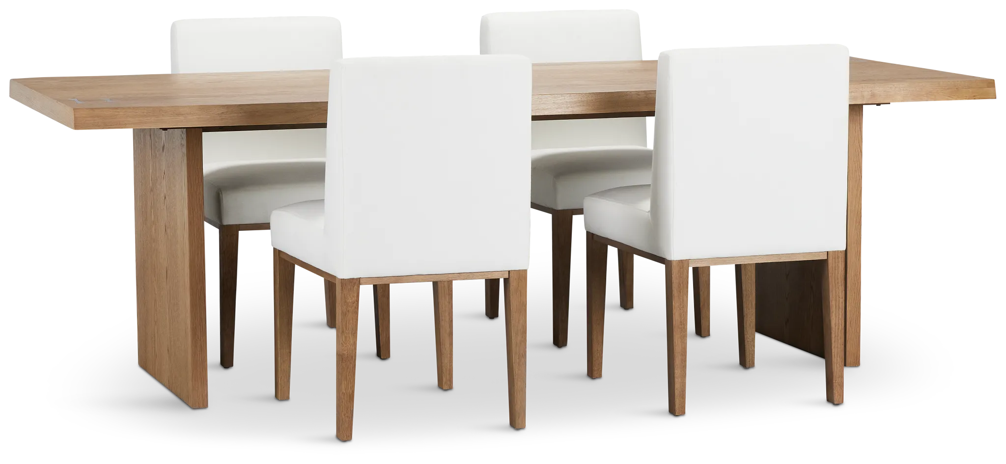 Haven Light Tone Wood Rectangular Table & 4 Upholstered Chairs