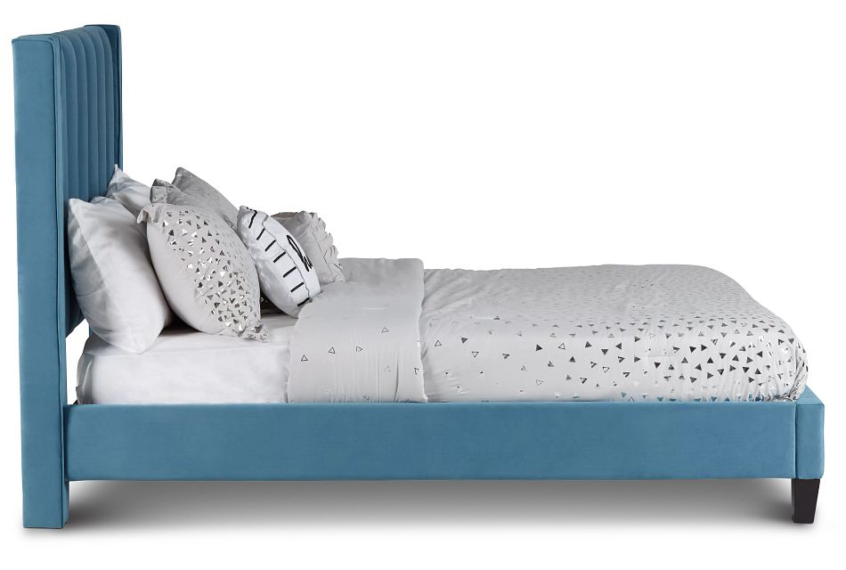 Audrey Blue Velvet Platform Bed