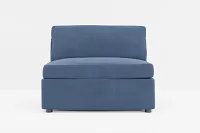 Destin Revenue Dark Blue Fabric Armless Chair