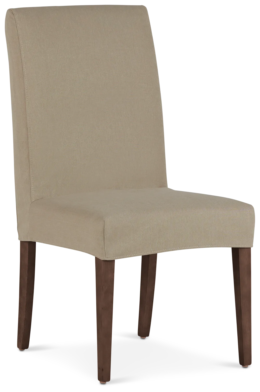Destination Beige Short Slipcover Chair With Medium-tone Leg