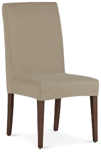 Destination Beige Short Slipcover Chair With Medium-tone Leg