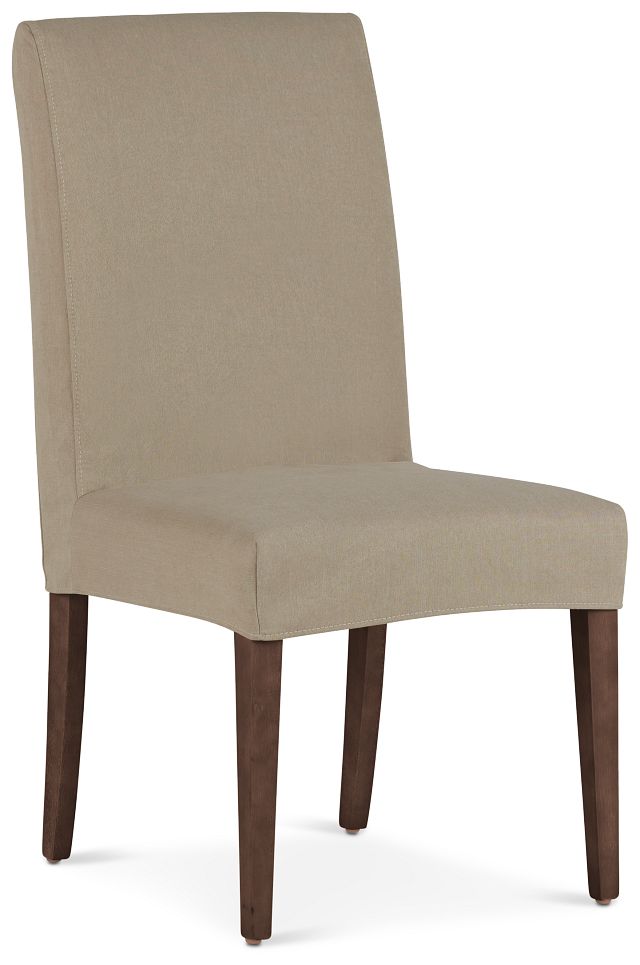 Destination Beige Short Slipcover Chair With Medium-tone Leg