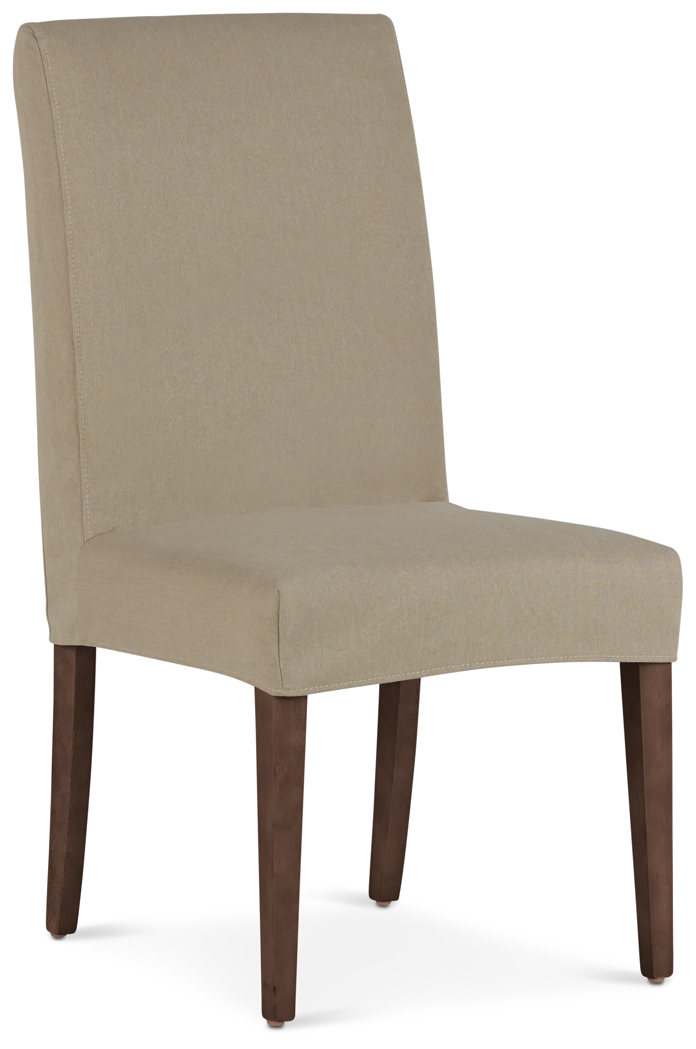 Destination Beige Short Slipcover Chair With Medium-tone Leg