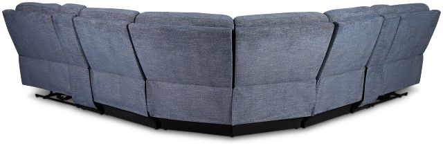 Walker Blue Fabric Large Dual Power Reclining Two-arm Sectional