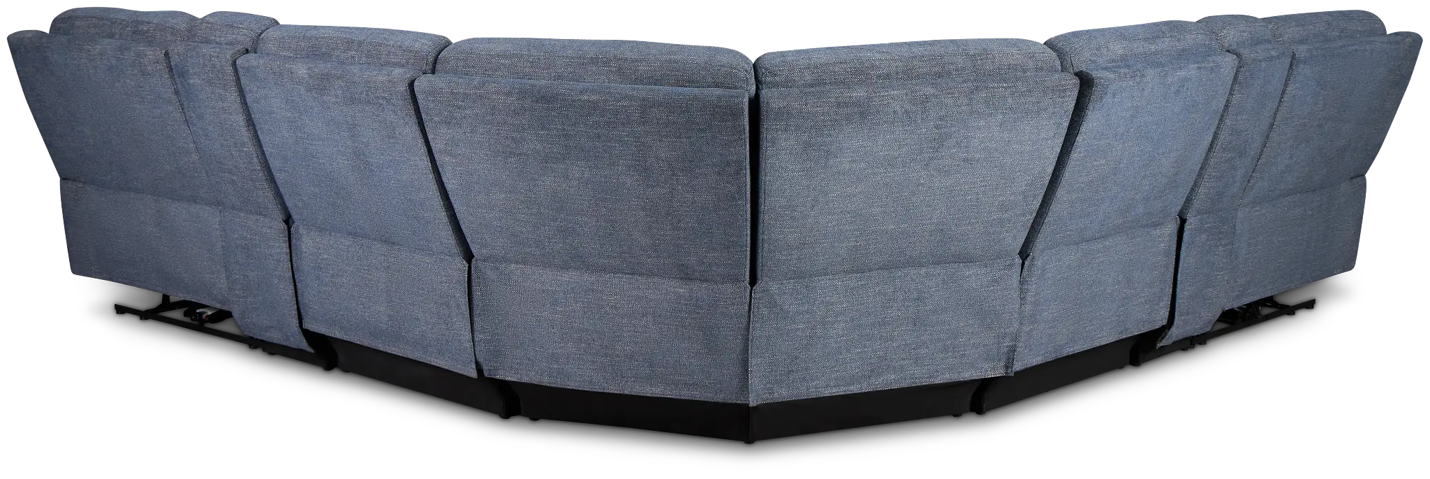 Walker Blue Fabric Large Dual Power Reclining Two-arm Sectional Walker Blue Fabric Large Dual Power Reclining Two-arm Sectional