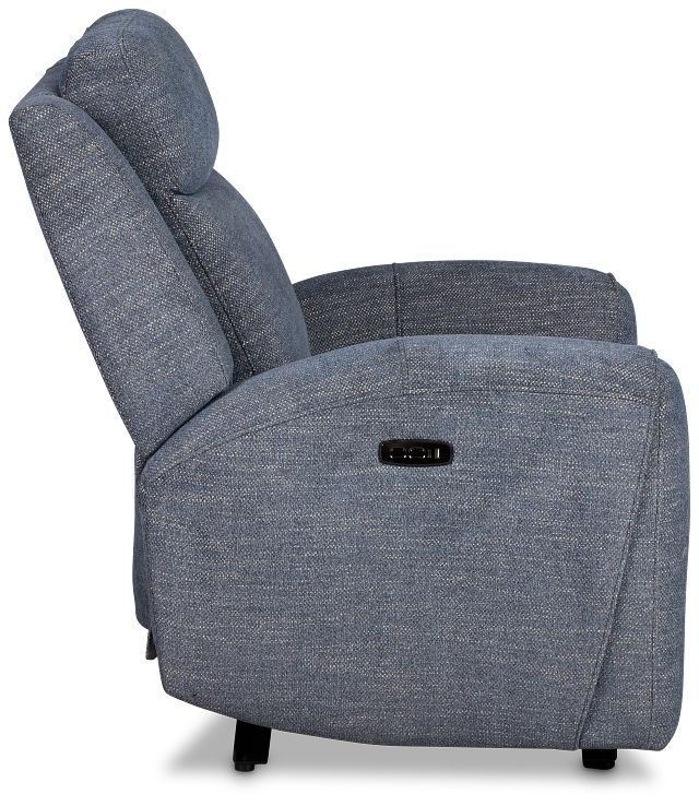 Walker Blue Fabric Power Recliner With Power Headrest