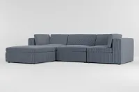 Destin Lucy Navy Fabric 4-piece Bumper Sectional