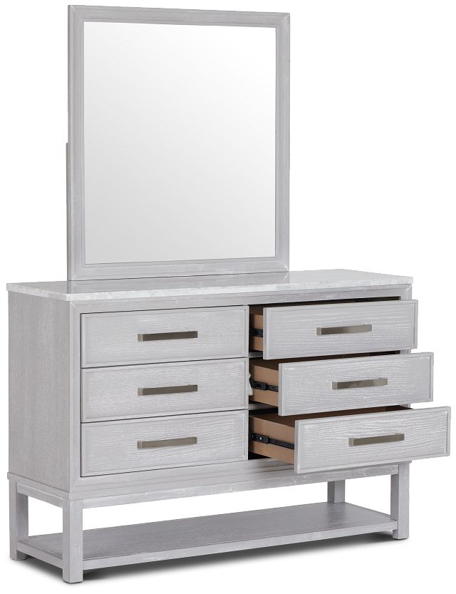 Mckinney Gray Marble Dresser & Mirror