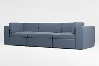 Destin Maguire Blue Fabric 3-piece Modular Sofa