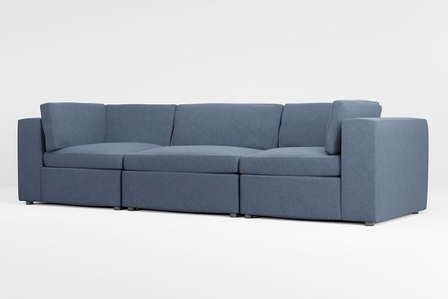Destin Maguire Blue Fabric 3 Piece Modular Sofa